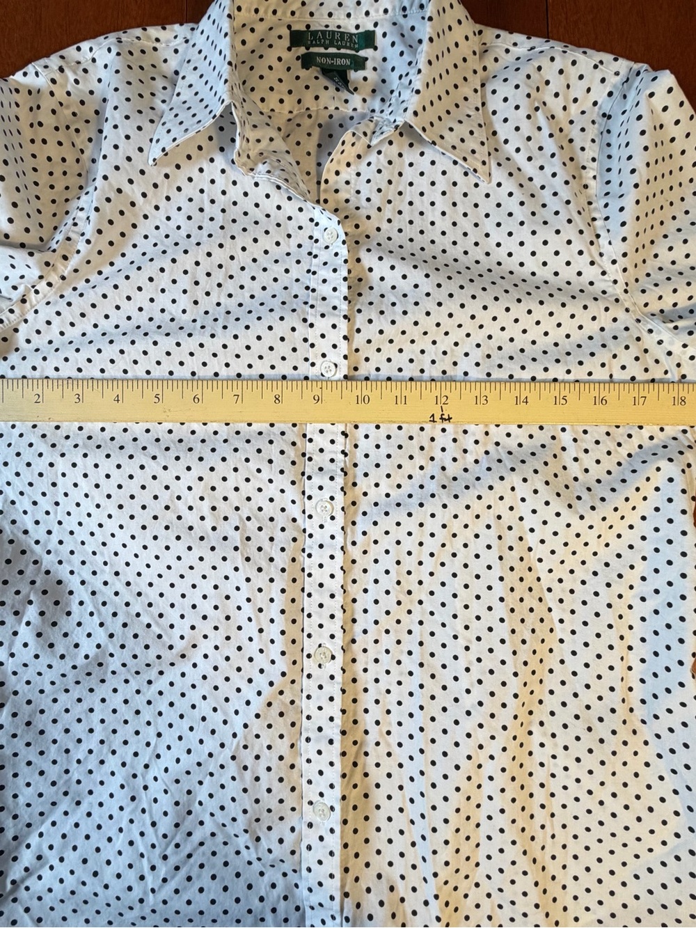 Lauren Ralph Lauren Polka Dot Button Down White Black Parisian Chic Medium - Picture 7 of 11